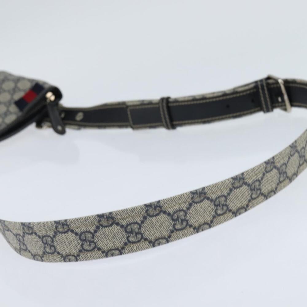 GUCCI GG Supreme Sherry Line Shoulder Bag PVC Navy Silver 246413 Auth 150735 - Picture 7 of 16